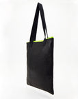 Black Leather Tote with Neon Zipper