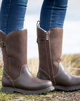 Waterproof Fur Lined Zip Up Boots in Brown
