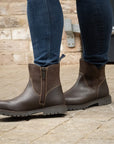 Waterproof Zip Up Ankle Boots in Brown