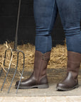 Waterproof Mid Calf Zip Up Boots in Brown