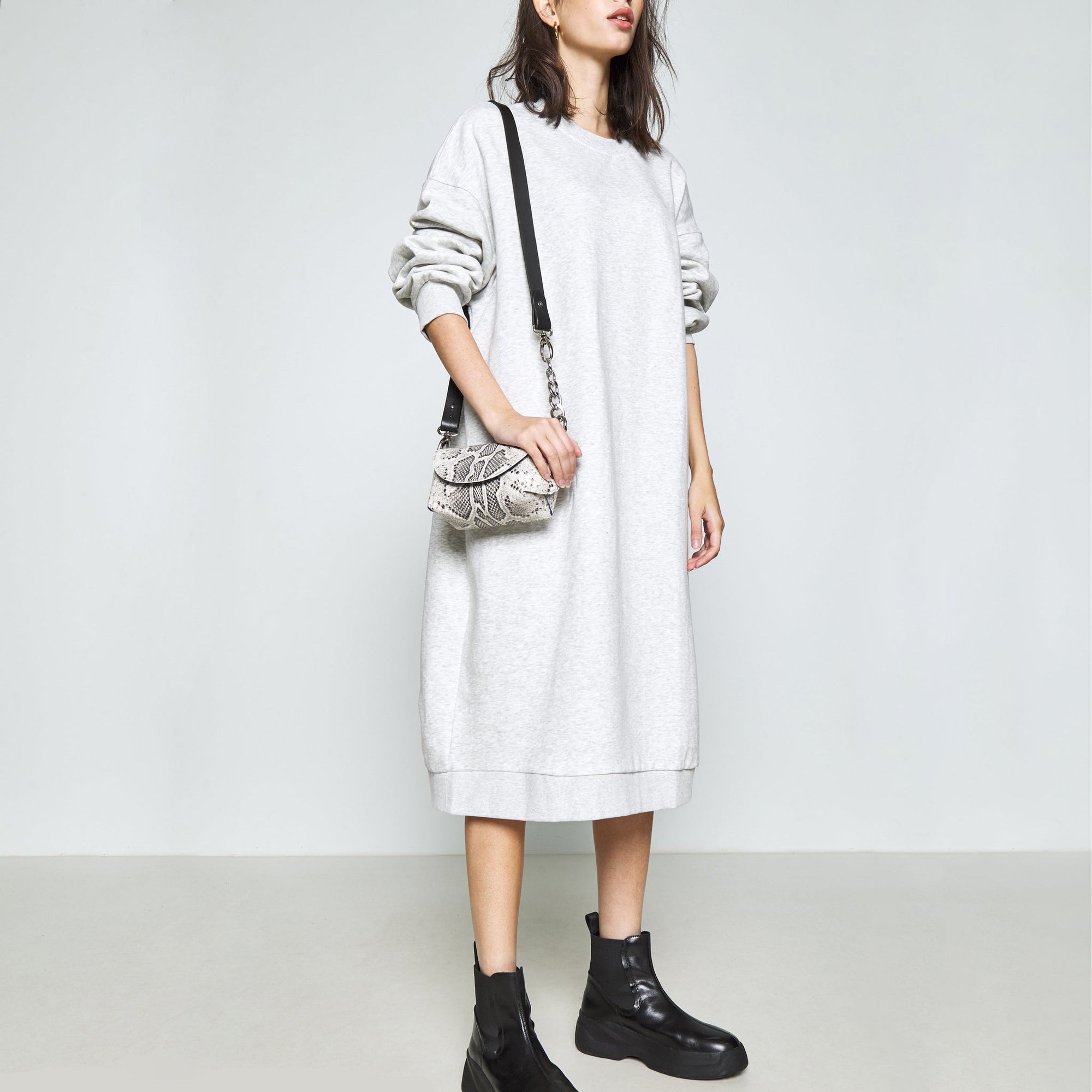 Handmade Leather Shoulder Bag in Snake Print