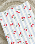 Anti-Roll Wedge Baby Changing Mat - Cherry Stripe