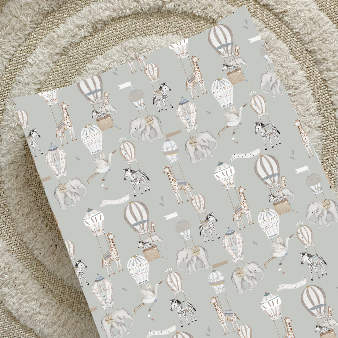 Anti-Roll Wedge Baby Changing Mat - Blue Hot Air Balloons Print