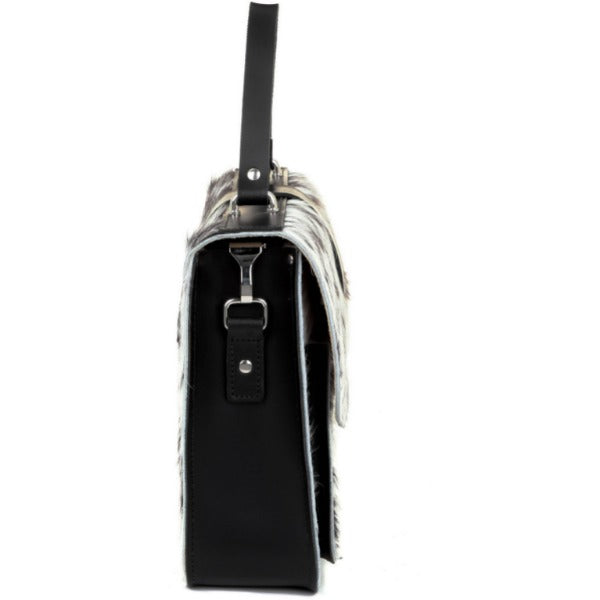 NEW Ivory Calf Hair Leather Top Handle Bag