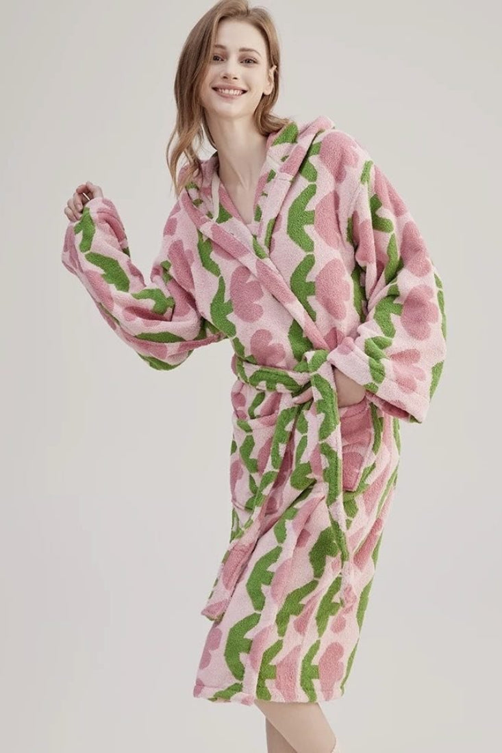 Whimsical Tulip Hooded Bath Robe - 100% Organic Long-stapled Cotton-1