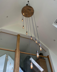 Whiskey Barrel Cascade Chandelier | Rustic Stairwell & High Ceiling Lighting