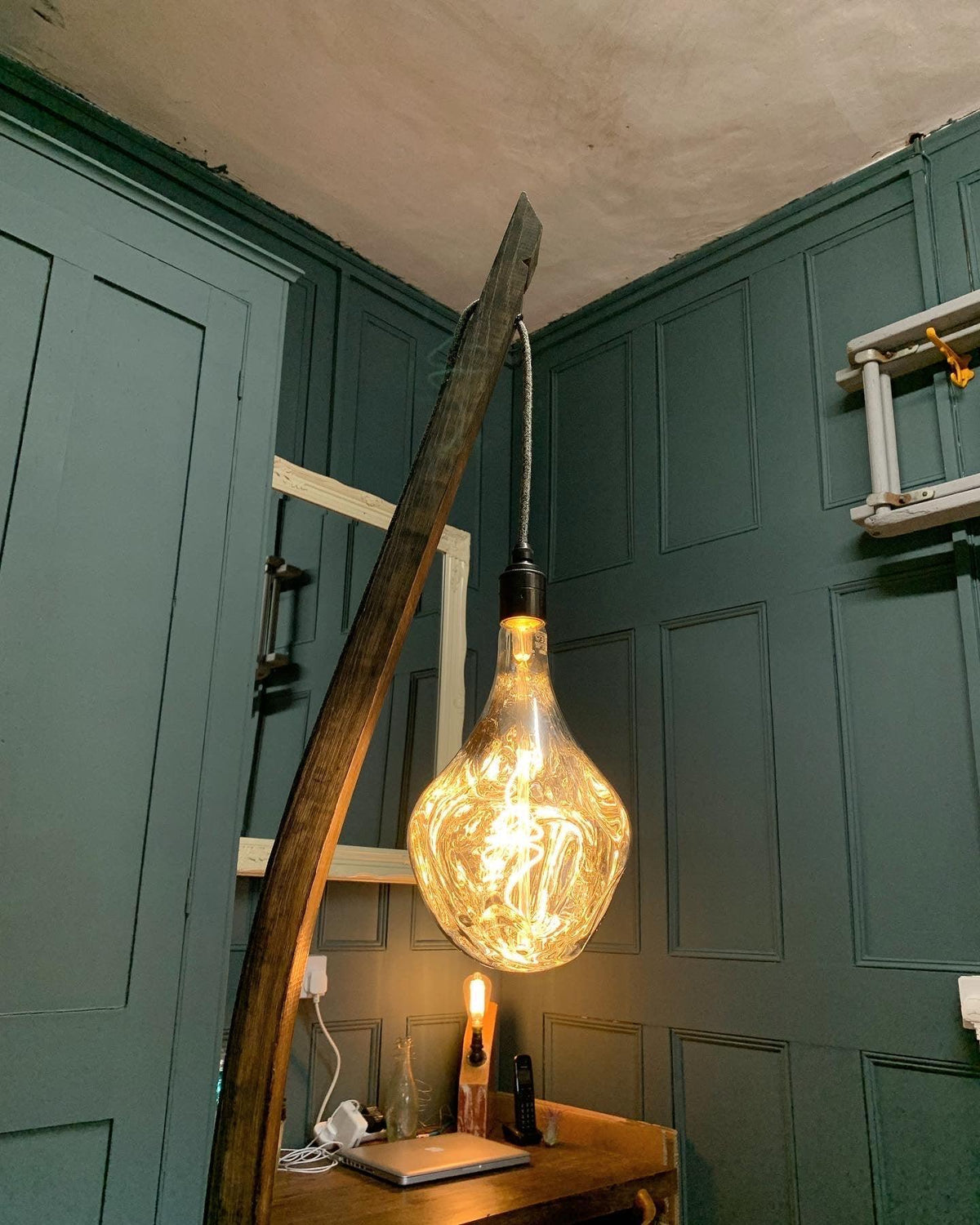 Whiskey Stave Floor Lamp | Reclaimed Oak Rustic Standard Lamp UK