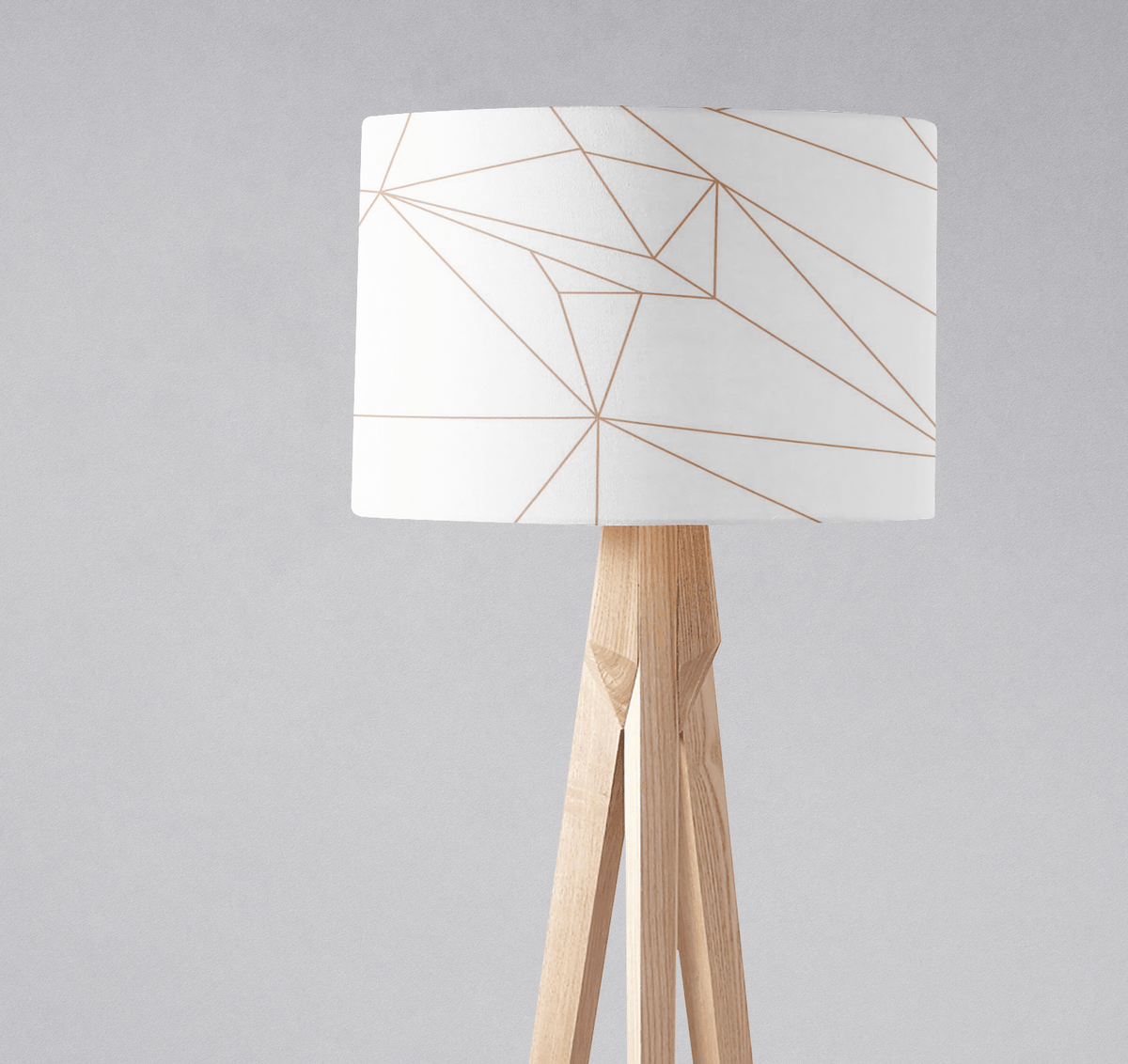 White Drum Lampshade, Rose Gold Line Design Shade for Table, Floor or Ceiling Pendant Light