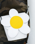 Handmade Leather Daisy Barrel Bag - White