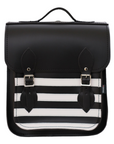 Handmade Leather City Backpack - Gothic Striped White & Black