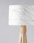 White Drum Lampshade, Grey Geometric Line Design Shade for Table, Floor or Ceiling Pendant Light