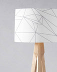 White Drum Lampshade, Grey Geometric Line Design Shade for Table, Floor or Ceiling Pendant Light
