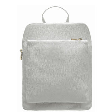 White Soft Pebbled Leather Pocket Backpack - Brix + Bailey