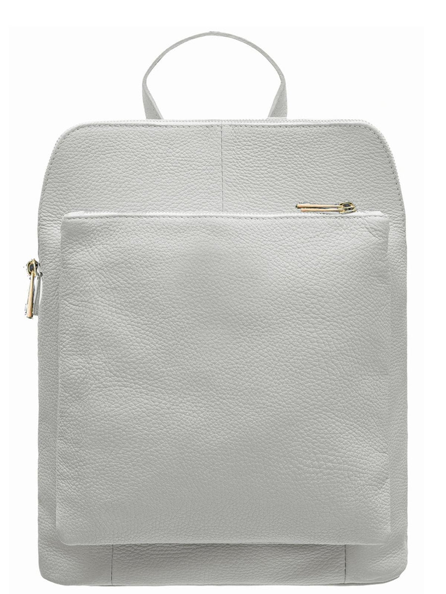 White Soft Pebbled Leather Pocket Backpack - Brix + Bailey