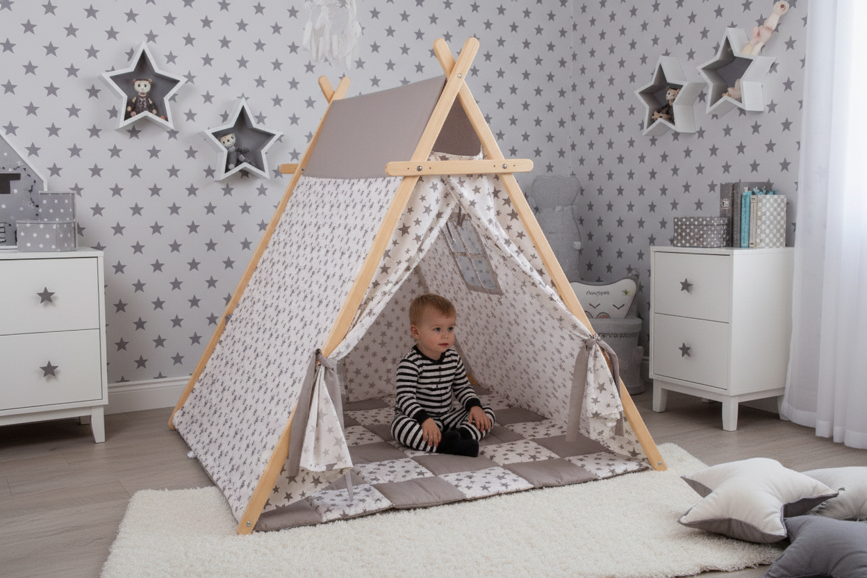 White Stars Play Tent and Play Mat-1