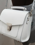 Handmade Leather Sugarcube Handbag - White