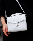 Handmade Leather Sugarcube Handbag - White