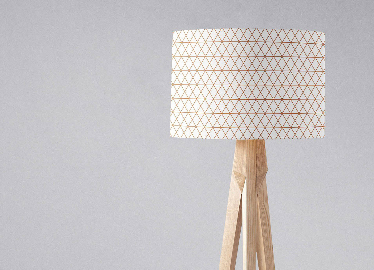 White Drum Lampshade, Copper Line Design Shade for Table, Floor or Ceiling Pendant Light