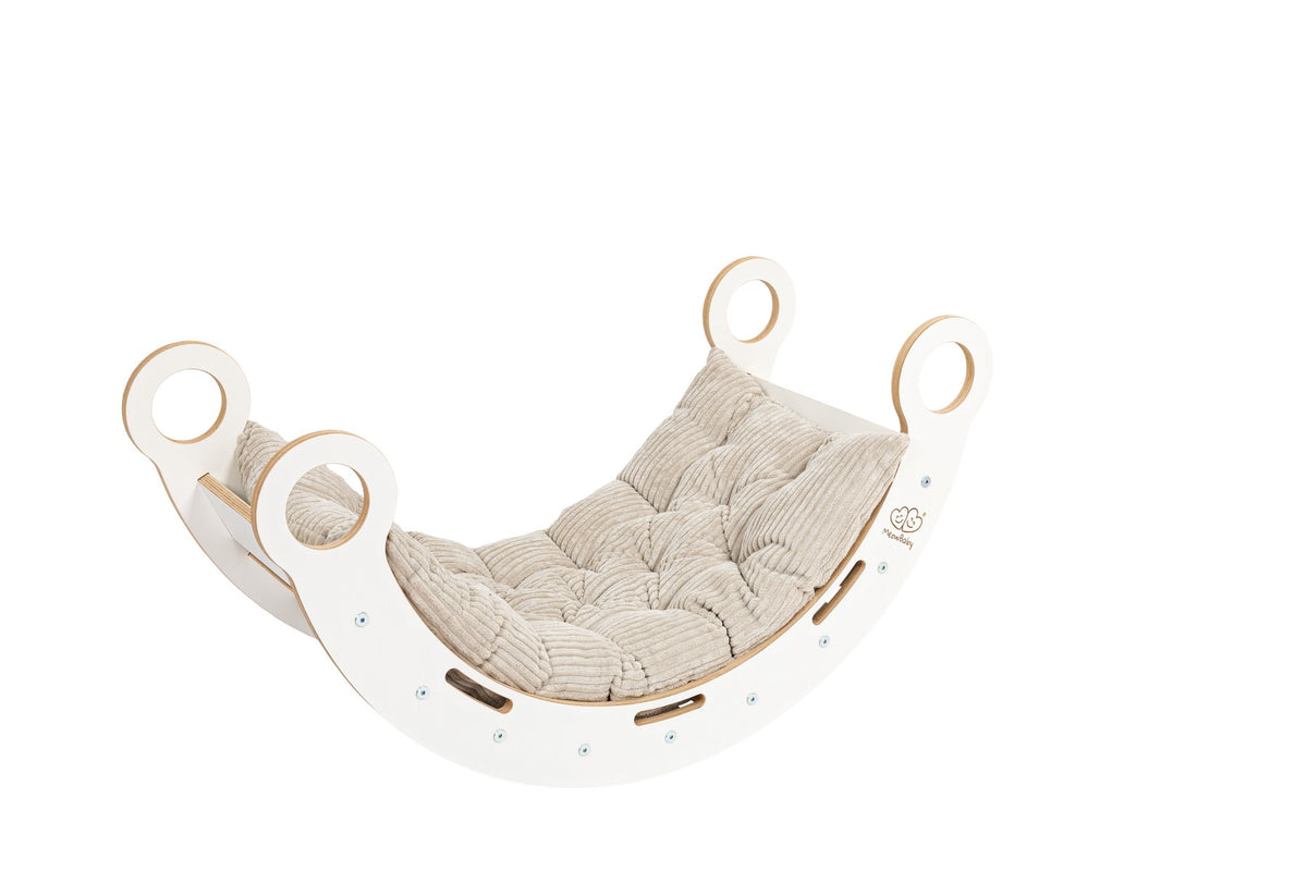 White Wooden Dream Rocker with Pillow and Slide - Large