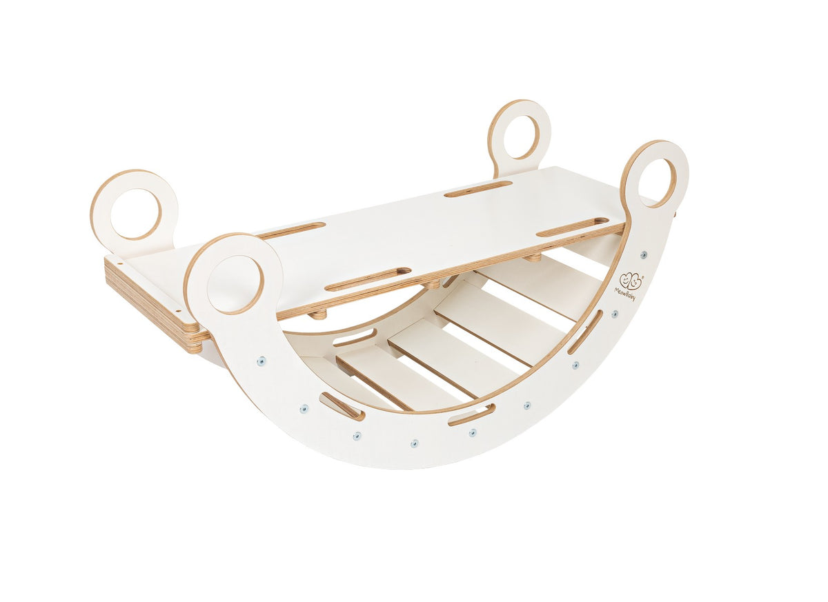 White Wooden Dream Rocker with Pillow and Slide - Large