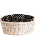 Whitewashed Wicker Dog Bed with Soft Cushion