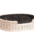 Whitewashed Wicker Dog Bed with Soft Cushion