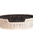 Whitewashed Wicker Dog Bed with Soft Cushion