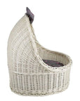 Cozy Whitewashed Wicker Pet House With Soft Cushion