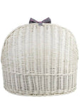 Cozy Whitewashed Wicker Pet House With Soft Cushion