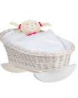 Light Wicker Rocking Cradle with White Bedding