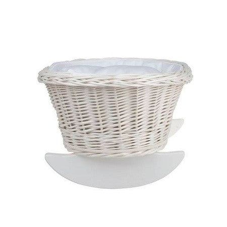 Light Wicker Rocking Cradle with White Bedding