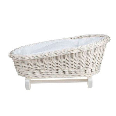 Light Wicker Rocking Cradle with White Bedding