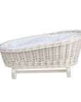 Light Wicker Rocking Cradle with White Bedding