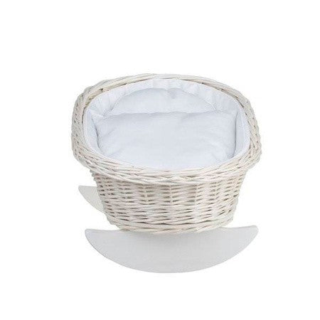 Light Wicker Rocking Cradle with White Bedding
