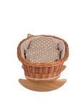 Natural Wicker Rocking Cradle with Beige Bedding