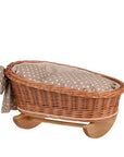 Natural Wicker Rocking Cradle with Beige Bedding