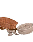 Natural Wicker Rocking Cradle with Beige Bedding