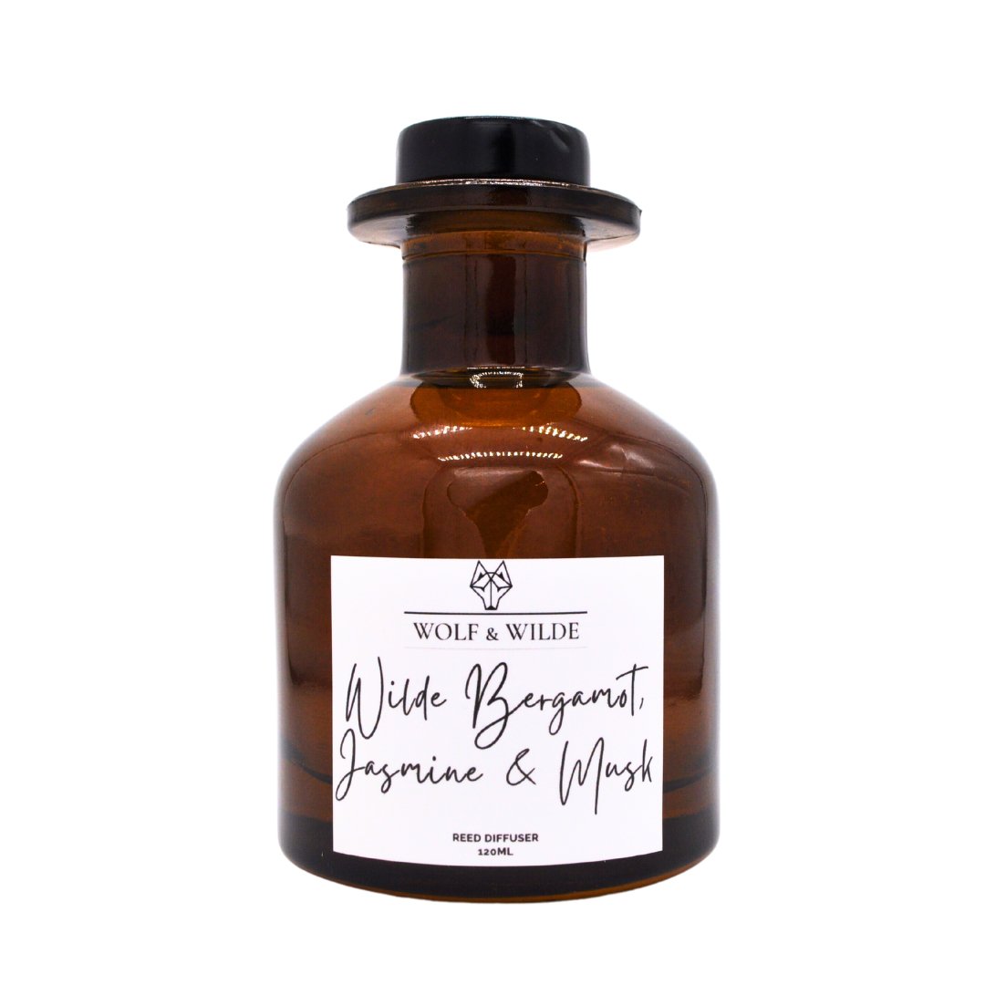 Wilde Bergamot. Jasmine & Musk 120ml Reed Diffuser With 8 Reeds-1