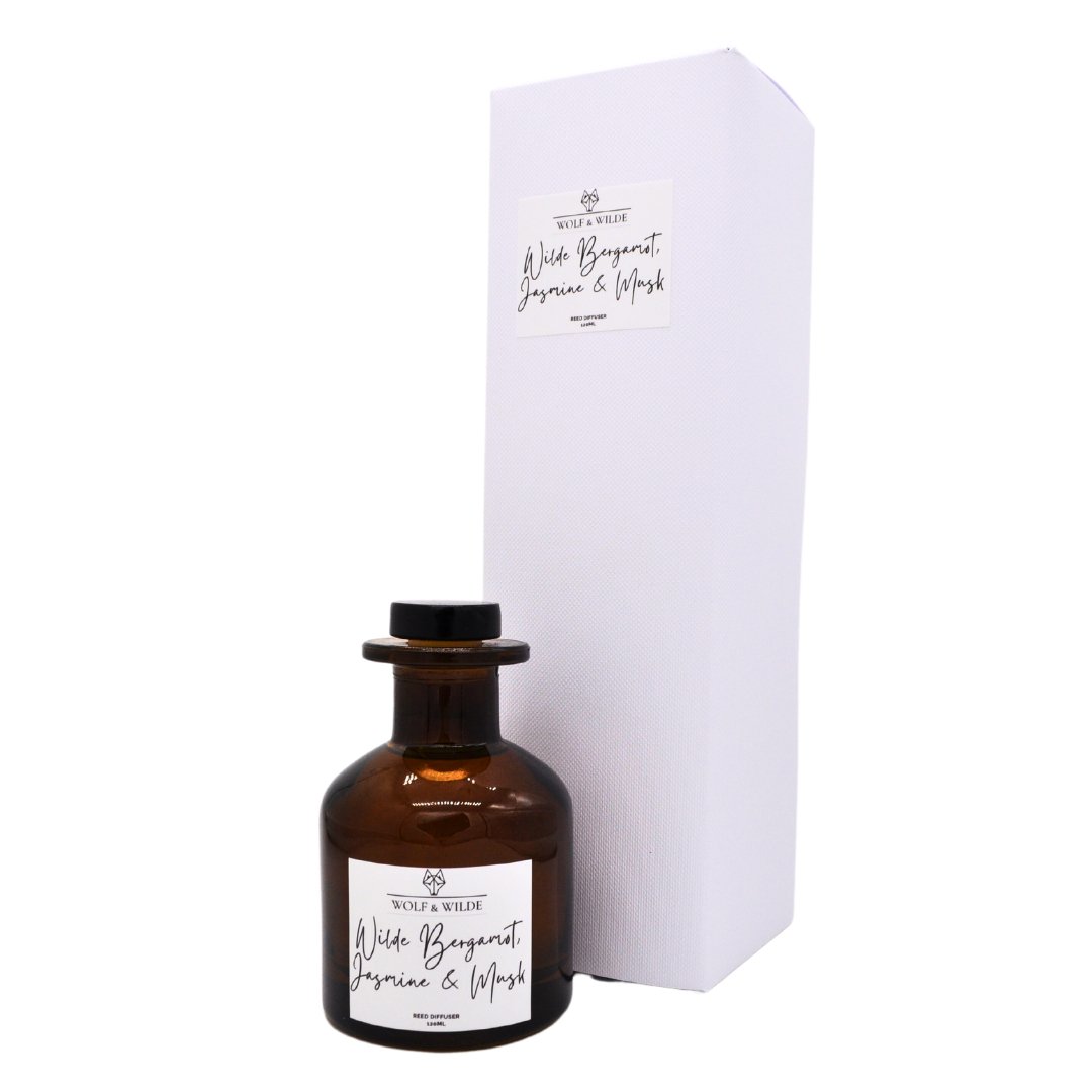 Wilde Bergamot. Jasmine &amp; Musk 120ml Reed Diffuser With 8 Reeds-2