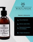 Luxury bergamot and patchouli 2 in 1 liquid soap, hand and body wash with jasmine, vegan cruelty-free, 250ml by Wolf & Wilde at brixbailey.com