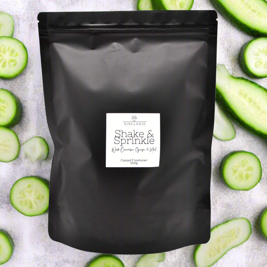 Wilde Cucumber, Ginger & Mint Scented Shake & Sprinkle. Strong Carpet Freshener. 500g | Vegan Friendly | Cruelty Free | Handmade In UK | Highly Scented | Carpet Cleaner-0