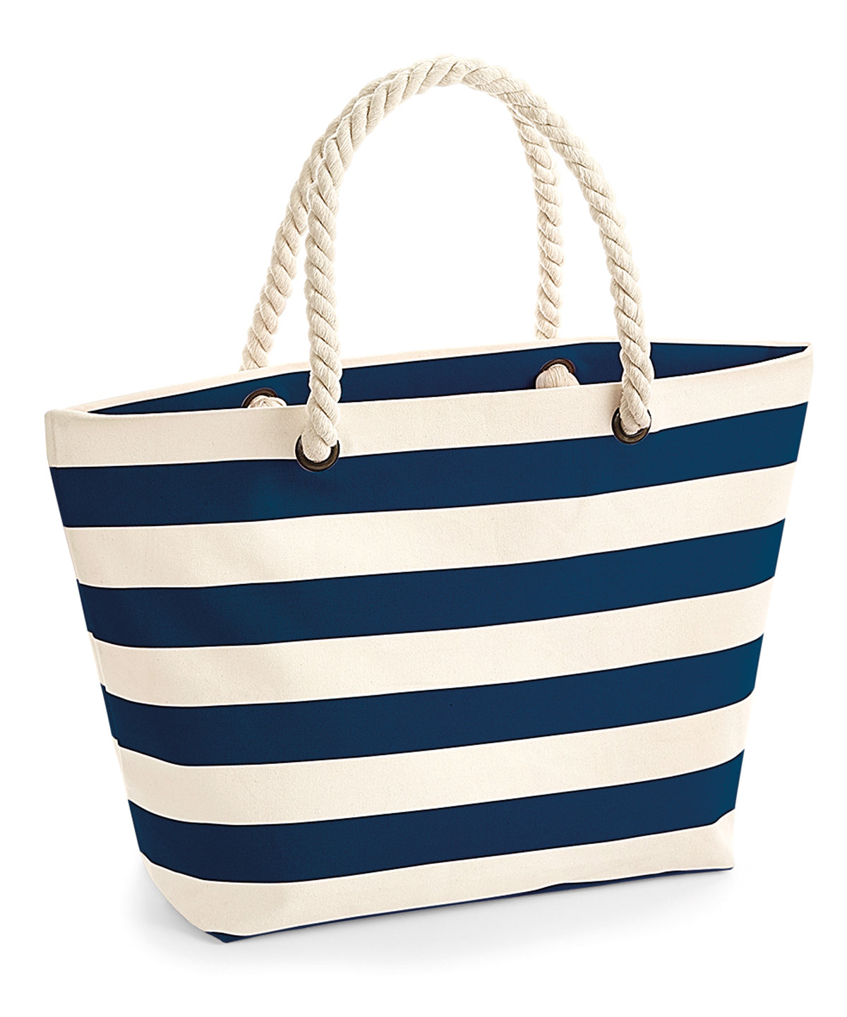 Stylish Nautical Beach Tote Bag with Striped Canvas, Jute Base, and Rope Handles for Summer Outings by Flossie & George at brixbailey.com