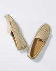 Women's Fringed Driving Loafers, taupe suede