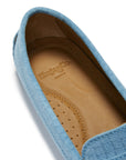 Women's Penny Driving Loafers, blue embossed suede