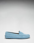Women's Penny Driving Loafers, blue embossed suede