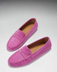 Women's Penny Driving Loafers, pink embossed suede