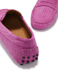 Women's Penny Driving Loafers, pink embossed suede