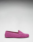 Women's Penny Driving Loafers, pink embossed suede