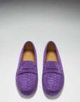 Women's Penny Driving Loafers, purple embossed suede