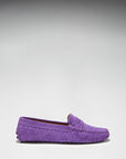 Women's Penny Driving Loafers, purple embossed suede